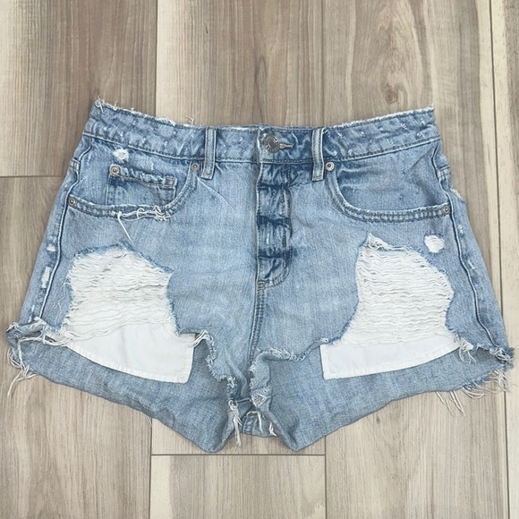 Garage high waisted festival distressed denim shorts size 7 - Picture 1 of 6